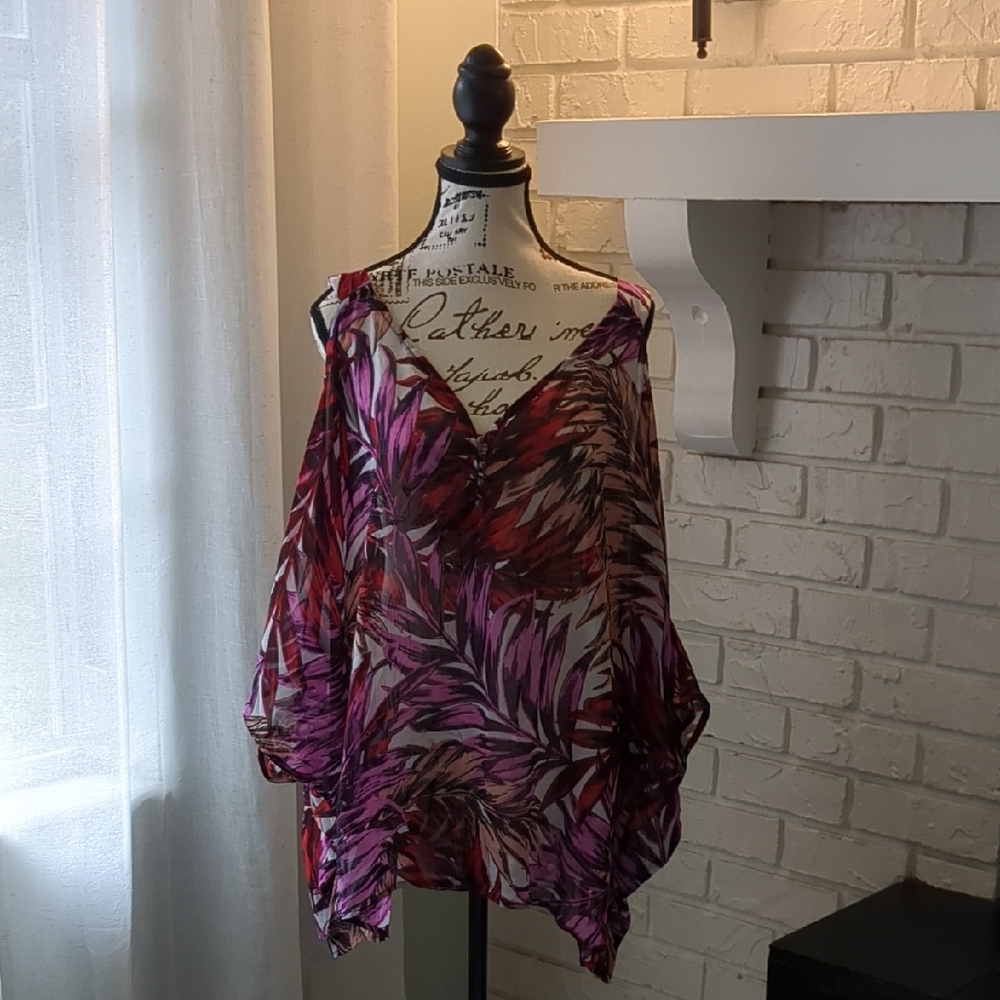 **3/$10** Jessica Simpson Purple and Red Leaf Blouse